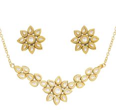Handmade  Floral Kundan Necklace with Earrings
